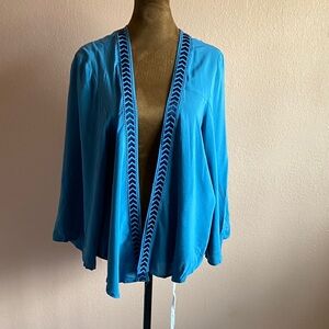 Forever 21 Blue Cardigan with Chevron Trim